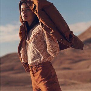 Madewell Ruffle-Yoke Prairie Top in Cutout Blooms | Size XS